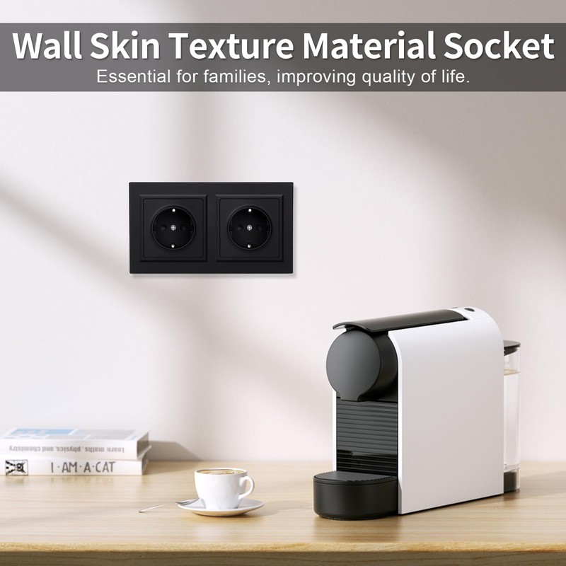 JIMEIDA Double Socket Black Smooth PC Surface with Hook, Not