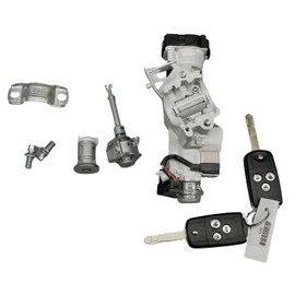 Ignition Switch Door Lock Cylinder Keys Full Set Fit for Honda Civic 2012 2013 2014 Left Door Lock Cylinder Steering Starter Housing Fuel Cap 3-Button Key Shell Without Transponder 46 Chip