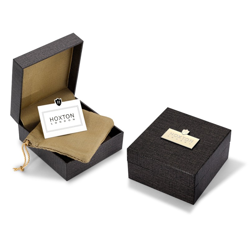 Hoxton London Men's Sterling Silver and Onyx Rectangle Cufflinks