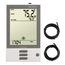 OJ Microline Thermostat with Built-in GFCI. Programmable Dual Voltage, Dual Sensing, Electric Radiant Floor Heating Thermostat. Includes 2 Floor Sensors, Primary Plus a Backup - Model UDG-4999