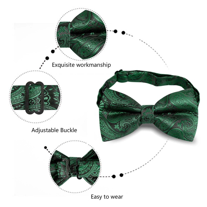 Alizeal Mens Gradient Paisley Bow Tie Pre Tied Pocket Square