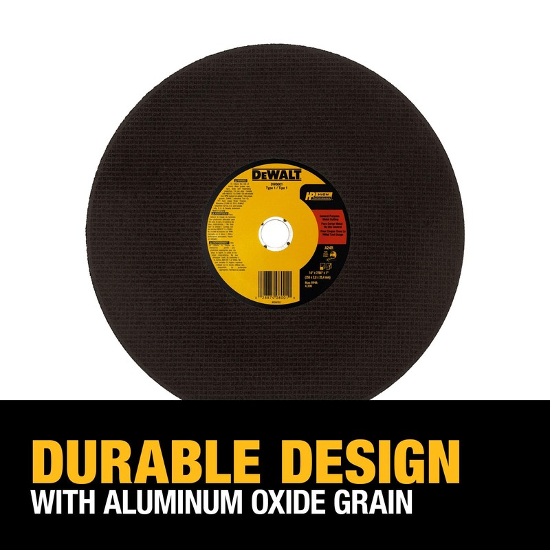 DEWALT 14" Chop Saw Blade, Metal Cut-Off Wheel (DW8001)
