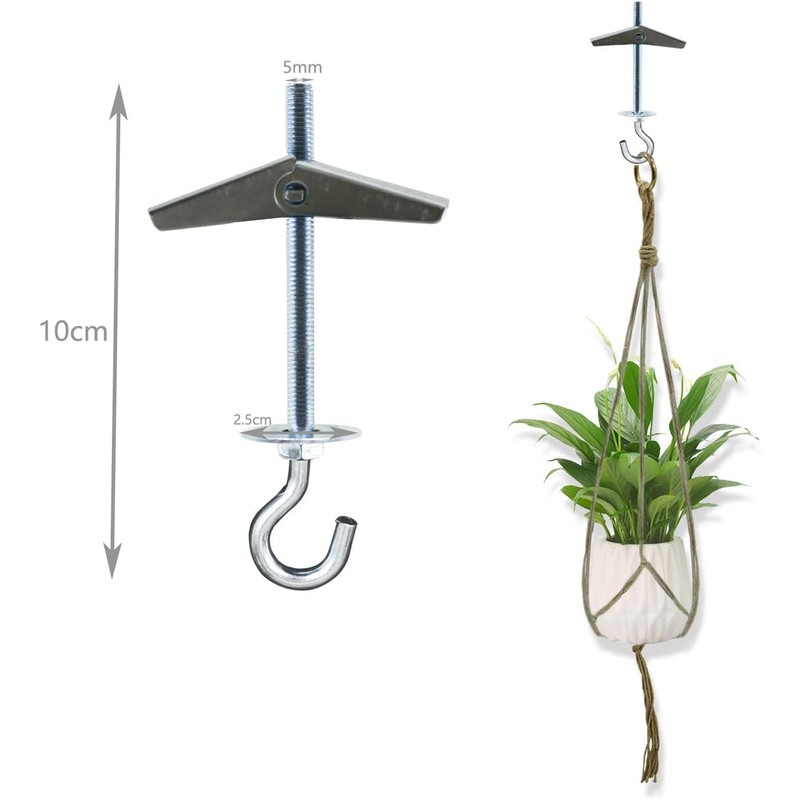 6 Pcs Carbon Steel Plasterboard Ceiling Hooks Spring Toggle Wing