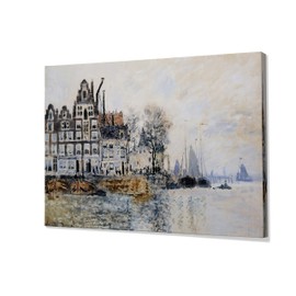 Monet Wall Art Collection View of Amsterdam, 1874 By Claude Monet Canvas Prints Wrapped Gallery Wall Art | Stretched and Framed Ready to Hang 24X32,