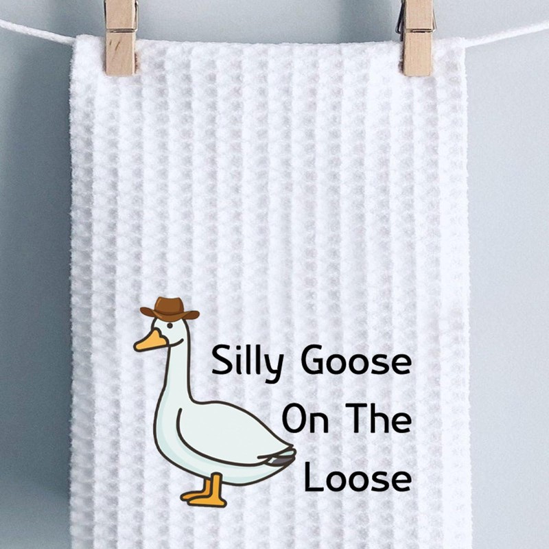 Generic Cowboy Goose Kitchen Towel Silly Goose On The Loose
