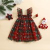 Infant Christmas Outfit Girl Square Neck Sleeveless Layered Tulle Dress