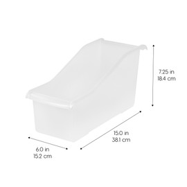 IRIS USA Plastic Book Bin Magazine Holder, 8-Pack, Vertical Standing Connecting Container Box for Office Dorm Study Homework Binder Notebook File Craft Stationery Supplies Organizer Caddy, Clear