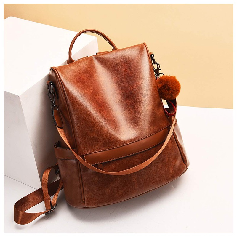 Ladies’ Soft PU Leather Backpack Handbag, Shoulder Bag, All in