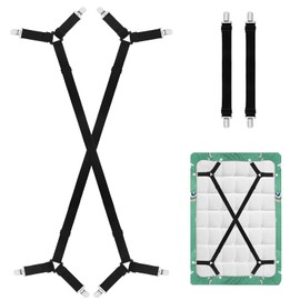 UOCAI Set of 4 Bed Sheet Tensioners, Adjustable, Bed Sheet Tensioner with Metal Clips, Triangle Tensioner, Bed Sheet Tensioner, Bed Sheet Tensioner, Mattress Tensioner for Bed Sheets, Mattress Covers