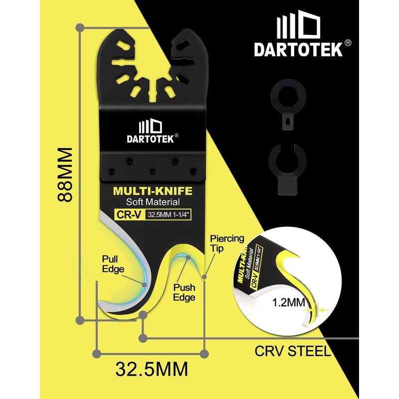 DARTOTEK 4pcs Oscillating Multi Tool Hook Knife Blade, Multitool Saw
