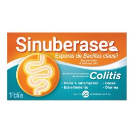 Sinuberase Sinuberase Colitis Probioticos En Suspensión 4 Billones, 20 Ampolletas, Color, 1 Count, Pack Of/paquete De 1
