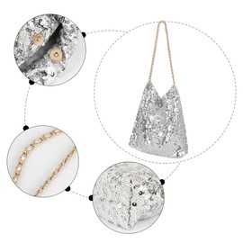 Meliyya Sequin Shopper Tote Bag Shoulder Bag Shiny Shoulder Bag Bag for College Party Everyday, B08150-silver