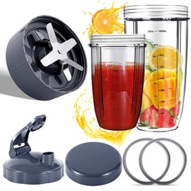 7 Piezas de Repuesto Nutribullet con Aspas Nutribullet Original, Vaso Nutribullet Original 32 Oz y 24 Oz, Juntas de Goma, Sello Flip-Top y TapóN Sellador, Compatibles con Licuadoras 600w/900w.