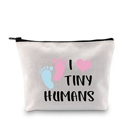 VAMSII NICU Nurse Makeup Bag I Love Tiny Humans OB Nurse Gift Bag Neonatal Nurse Gifts Labor and Delivery Nurse Gifts Pouch (I love tiny Humans)