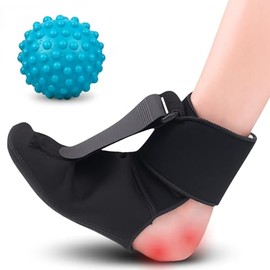 Férula Nocturna para Fascitis Plantar Ajustable, con Bola de Masaje para Pies, Corrector de Caída de Pie, Soporte de Fascitis Plantar, para Dormir, Tendinitis de Aquiles, para Pie Lzquierdo/Derecho(L)