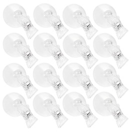 Pack of 16 Suction Cup Clips Transparent Algae Suction Cup Clip Multifunctional Suction Cup with Clip Plastic Clip with Suction Cup for Bathroom Office Kitchen Supermarket Shop Aquarium