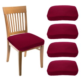 sourcing map 4Pcs Chair Seat Covers, Chair Cushion Slipcovers, Waterproof Seat Protector for Dining Room, Kitchen, Bedroom, Red