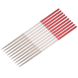 sourcing map Diamond Needle File 3 mm x 140 mm Round 150 Grit Red Set of 10