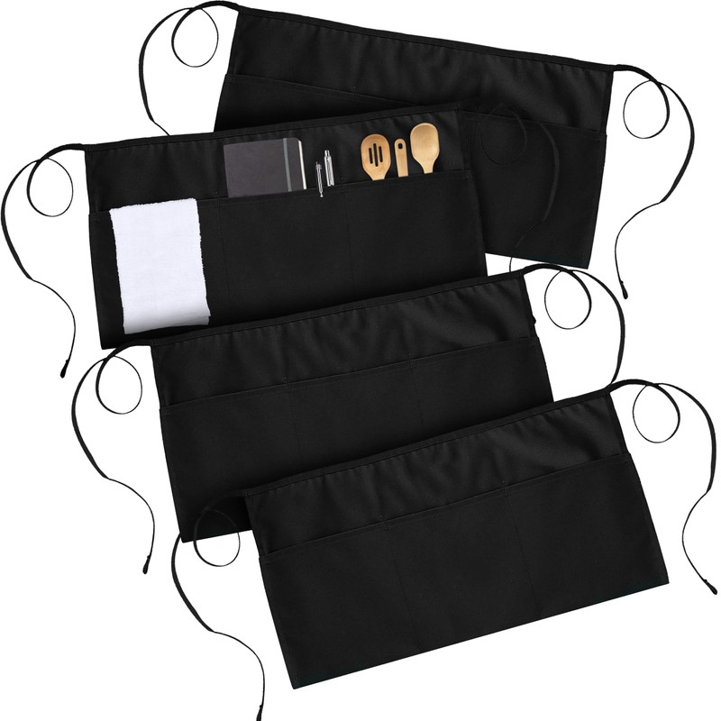 Utopia Wear 4 Pack Server Apron with 3 Pockets, Waist