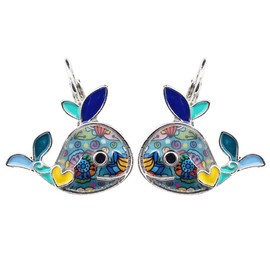 DOWAY Ocean Collection - Pendientes de aro esmaltados, diseño de ballena, varios estilos de regalo azul