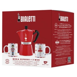 Bialetti Nutcracker Limited Edition Set, Moka Express 6-Cup Coffee Maker with 2 Ceramic Mugs