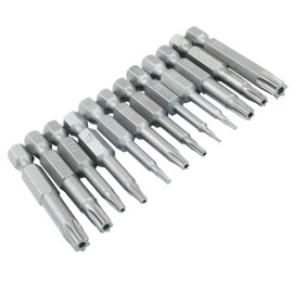 Hordion 12pcs 1/4 Inch Hex Shank T5-T40 Torx Head Screwdriver Bit Set, 2 inch Length S2 Steel Security Tamper Proof Star 6 Point Screwdriver Kit Tools