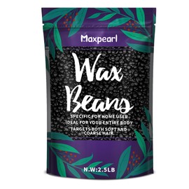 Maxpearl 2.5LB Hard Wax Beads for Hair Removal, Men’s Coarse Hair Formula - Brazilian Waxing, Sensitive Skin, Face, Underarms, Legs, Back, Chest and More, with 20 Applicators, Black