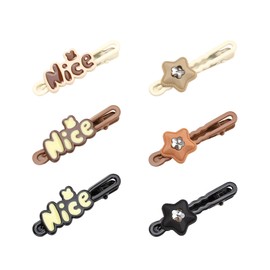 Urpanda 6PCS Flower Hair Clips Sets for Women Girls, Star Bear Heart Letter Snap Metal Cute Fashion Decorative Hair Clips Hair Barrettes Hair Accessories