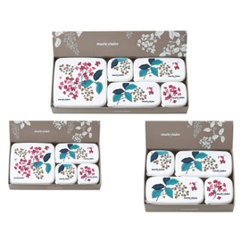 marie claire Seal Containers, Multicolor, Square Shape, Capacity 20.3 fl oz (610 ml), 1 Oblong, Capacity 9.8 fl oz (290 ml), 2 Square Squares, Capacity 4.6 fl oz (130 ml)