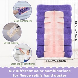 Zubebe 3 Pcs Duster Refill Reusable Fleece Duster Refills Feather Flat Dusters Multi Surface Washable Cleaning Pads Tools for Home, Blinds, Car, Pet, Furniture, Fans (Classic Color)