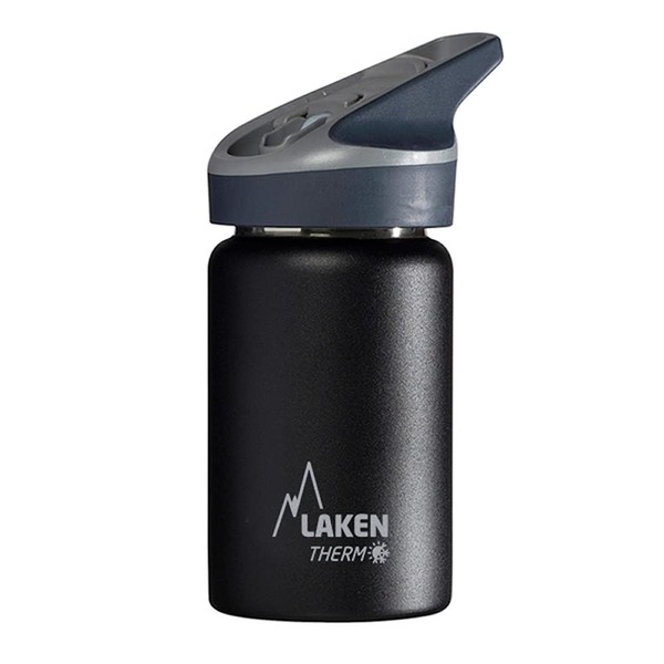 Laken Thermo Kids Vacuum Insulated Stainless Steel Leak Free Sports Water Bottle with Jannu Straw Cap, 17 oz, Black