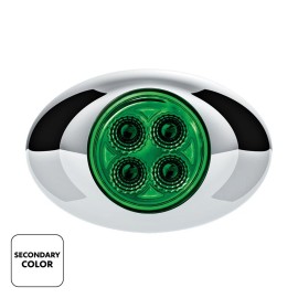 United Pacific 4 Amber/Green Double Fury Clearance Marker LED Light w/ Chrome Bezel -Clear Lens