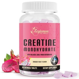 Zeylamum Creatina para mujer | con colágeno hidrolizado, BCAA | Masticables de creatina 3G para mujeres ganancia de glúteos, músculos magros, recupera