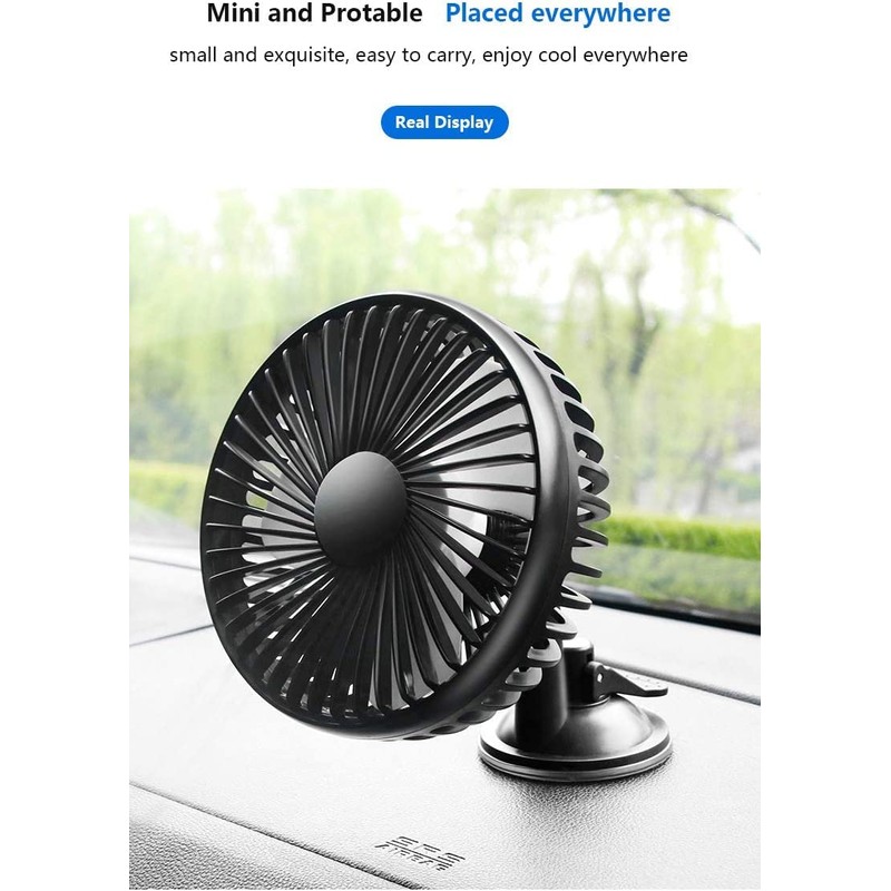 linlinfa Car Fan, USB Fan, 12V/24V Universal 360°Rotating Car Cooling