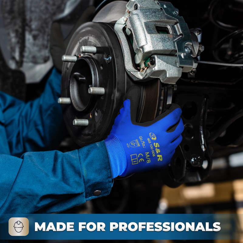 S&R Work Gloves – 12 Pairs, Nylon with PU Coating,