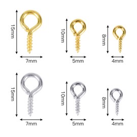 Samcos Set of About 100 Screws Heaton UV Resin Parts Screws Hooks Accessories DIY Materials Craft Parts Craft Supplies Hardware Accessories (0.2 x 0.4 inches (5 x 10 mm), Gold)