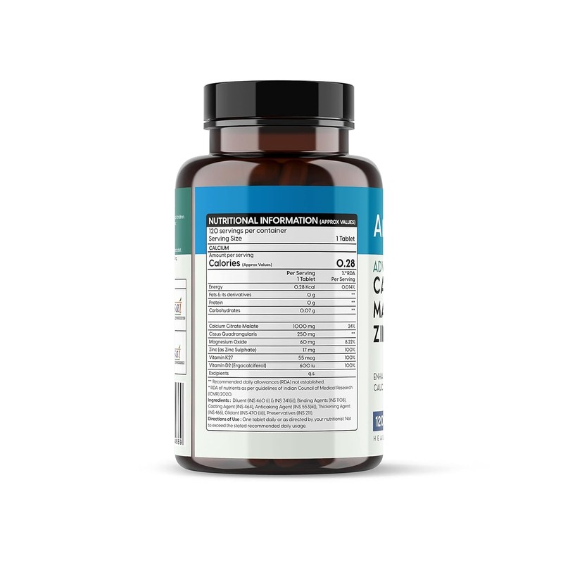 Generic Calcium Magnesium Zinc Supplements for Men & Women with