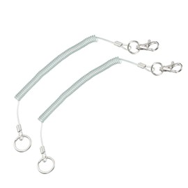 YOKIVE 2 Pack Retractable Coil Spring Keychain, Spiral Stretchy Cord Strap Snap Hook with Big Ring Plastic | Great for Keys (Clear, 150-mm)