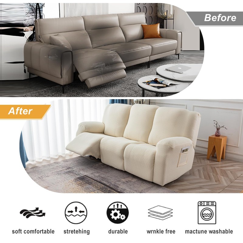 Genina Recliner Cover Stretch Couch Covers, Sofa slipcover for Reclining