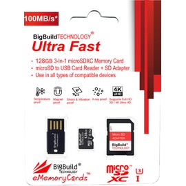 BigBuild Technology 128GB U3 Micro SDXC Memory Card for Oppo A18, A2/A2x, A38, A57e/A57s, A60, A77s, A78, A79, A80 Mobile Phones