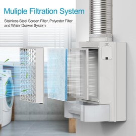 Indoor Dryer Vent, Dryer Vent with Stainless Steel Screen Filter and Polyester Filter, Lint Catcher for Electric Clothes Dryers, Come with 4 Polyster Filters and Vent Hose.