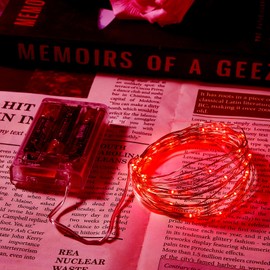 Ariceleo 1 Pack 16.4ft Battery Operated String Lights with Timer, Red with Synchronized Twinkle Mode, Fairy Lights Battery Powered, 50 LEDs, Idea for Christmas Bedroom Party Wedding