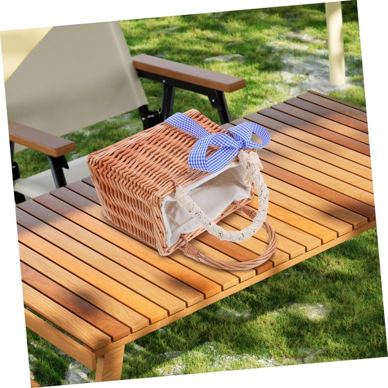 WHAMVOX Elegant Rattan Flower Basket Handmade Children's Woven Basket Square