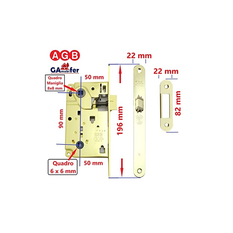 AGB Internal Door Lock Recessed Bathroom Accessory for Bathroom WC