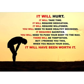 Inspirational Motivational Quote Sign Poster Print Picture(IT Will Hurt (SILOHUETTE)) Sports, Running, Athletics, Triathlon, ETC ETC