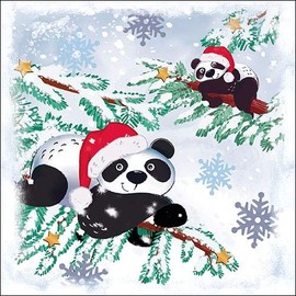 Ambiente Christmas Napkin 33 Centimeter Pack of 20 Panda's In Snow