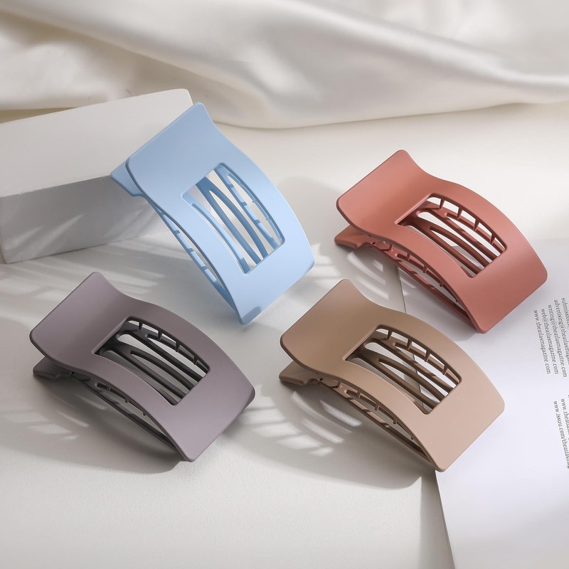 4 PCS Flat Hair Clips, Large Flat Claw Clips for