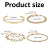 Mikovivi 4pcs Waterproof Link Cuff Herringbone Bracelet, Dainty Stackable Gold