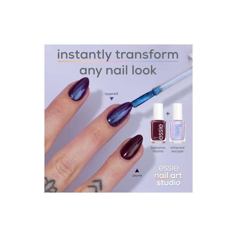Essie Nail Art Studio, Satin Sheer Silver Chrome Topcoat, Cosmic