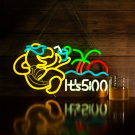 Turtle Its 5 00 O'clock Neon Signs for Wall Decor,Led Neon Light,Dimmable,USB Powered, Five Oclock for Home Bar Shop Beer LED Light Man Cave Garage Pub